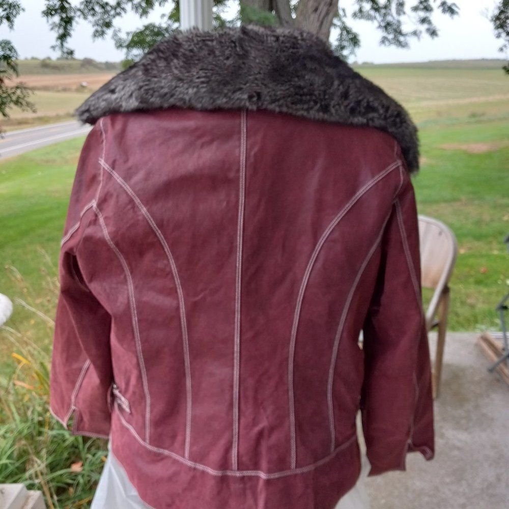 Bradley Bayou Rose Leather and Faux Fur Collar/lining Jacket